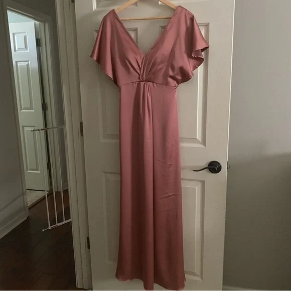Revelry Satin Gwen Dress - Desert Rose - Picture 2 of 5